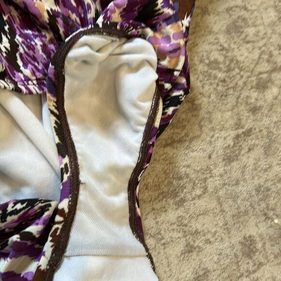 Speedo Purple and White One Piece Swimsuit Geometric Design size 12 - Picture 4 of 10